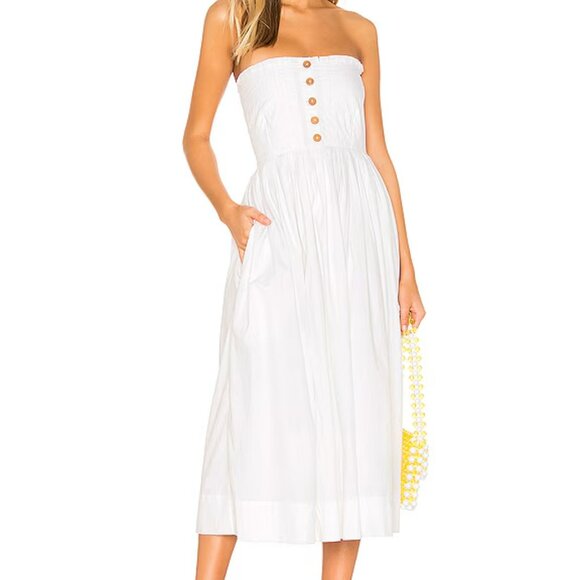 Free People Lilah White Midi Dress with Pockets Removable Straps Size XS - Picture 3 of 4